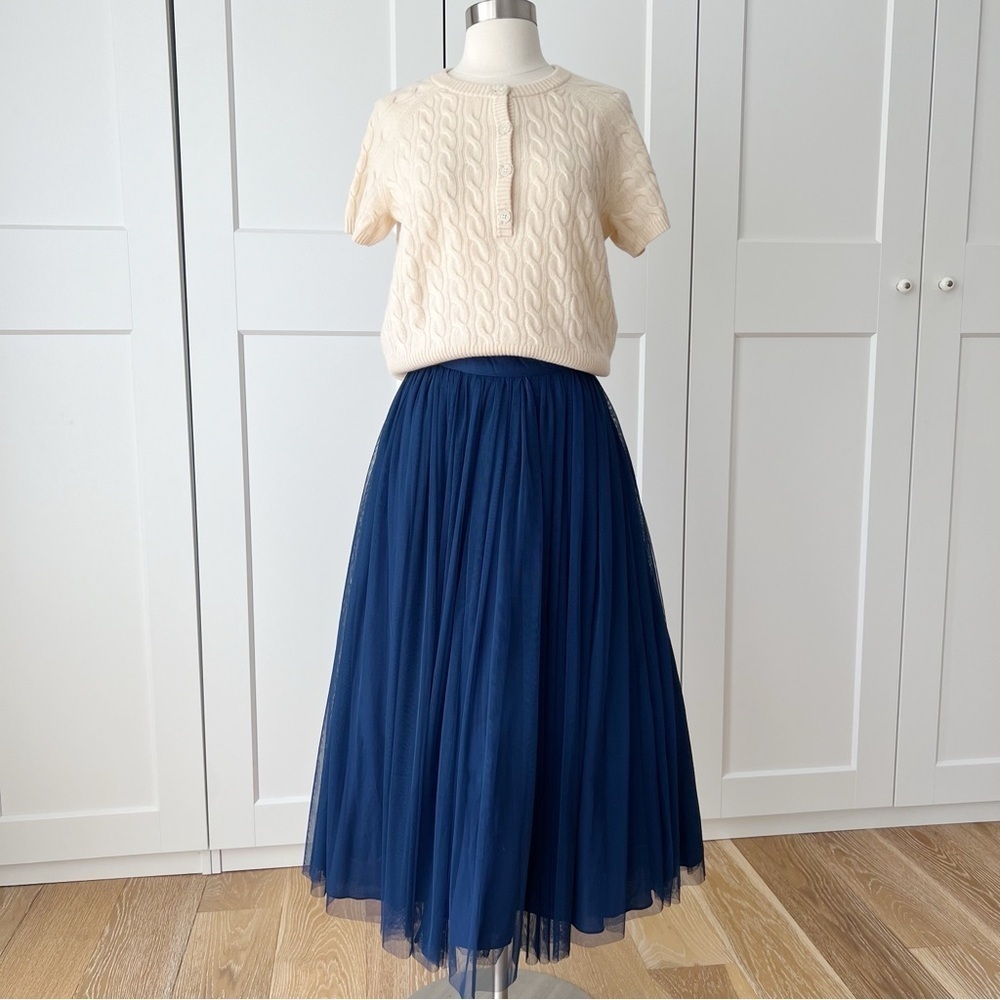 ASOS Navy Tulle MIDI Skirt sz. 2 NWT